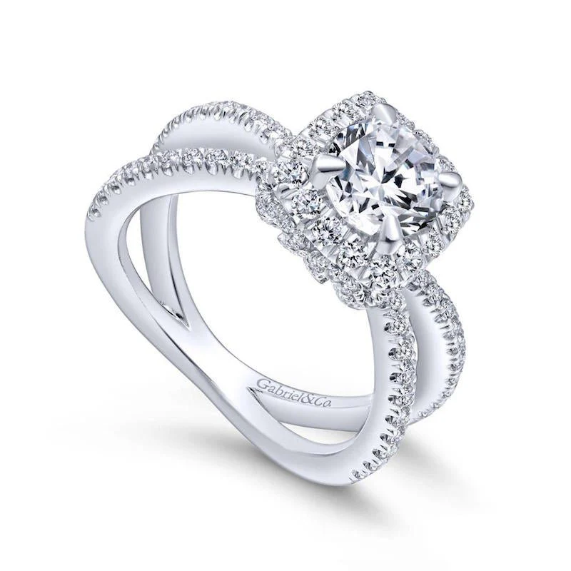Gabriel & Co. 14k White Gold Rosette Split Shank Engagement Ring - Image 3