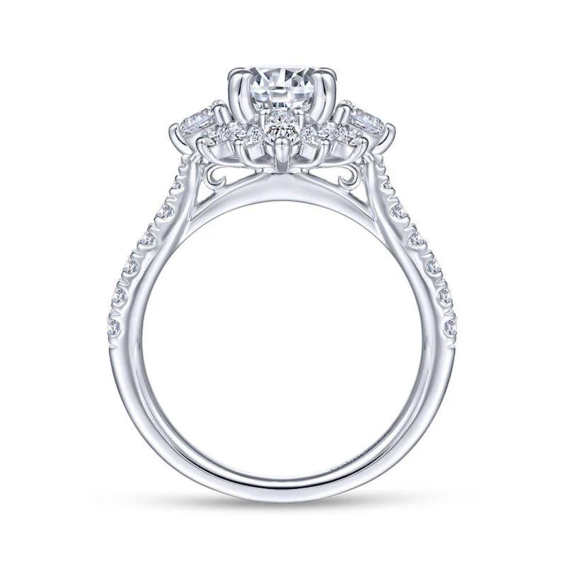 Gabriel & Co. 14k White Gold Starlight Halo Engagement Ring - Image 2
