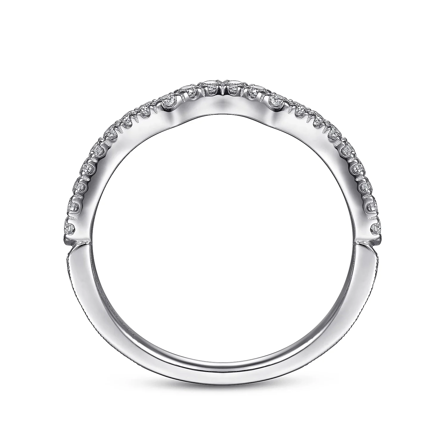 Gabriel & Co. 14k White Gold Victorian Curved Wedding Band - Image 3
