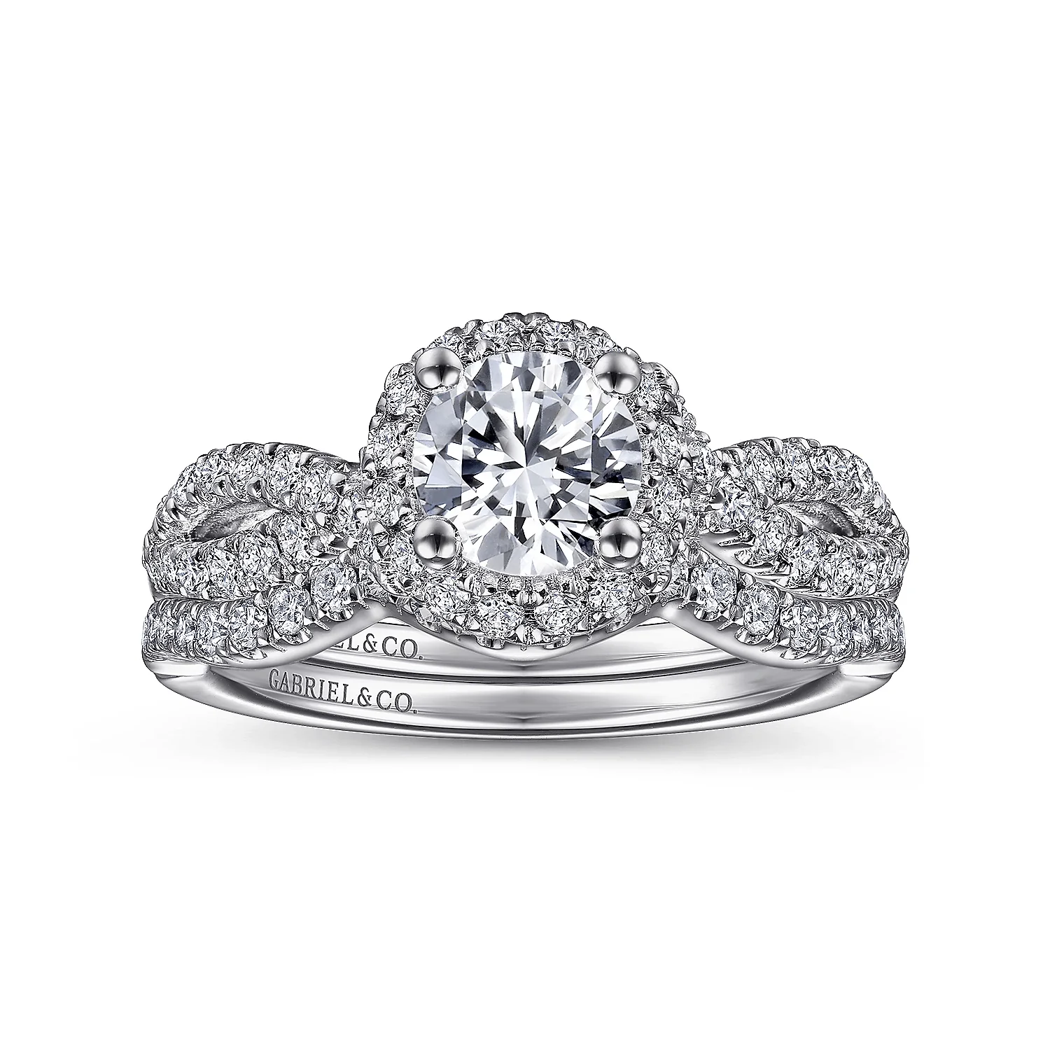 Gabriel & Co. 14k White Gold Victorian Curved Wedding Band - Image 4