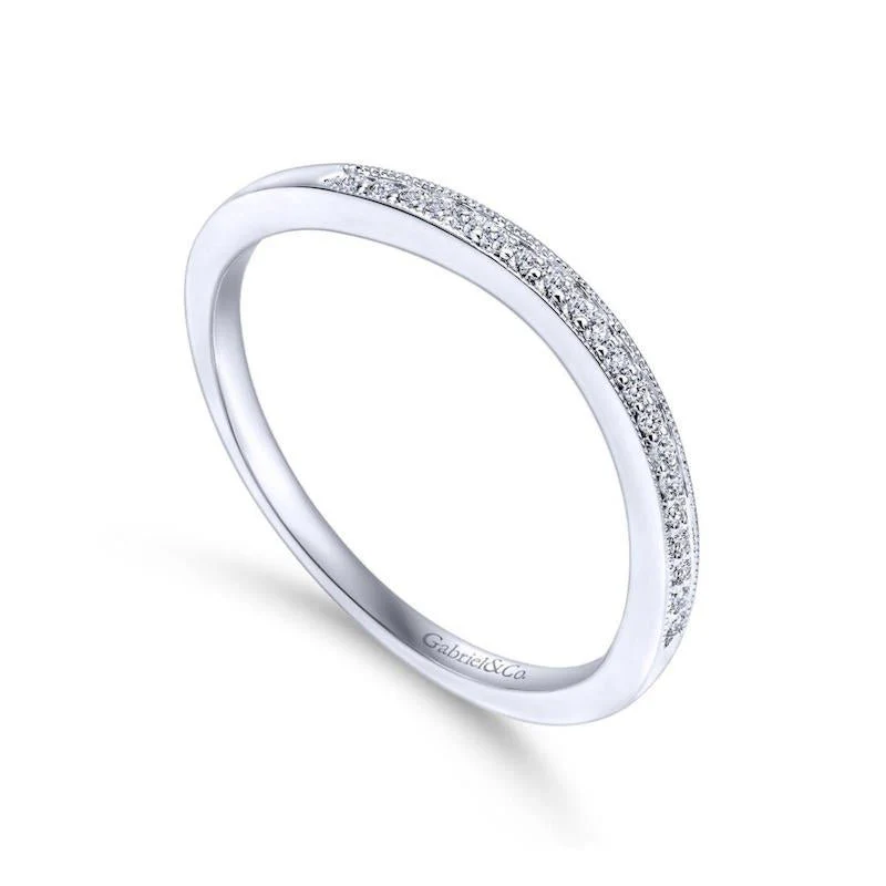 Gabriel & Co. 14k White Gold Victorian Curved Wedding Band - Image 3