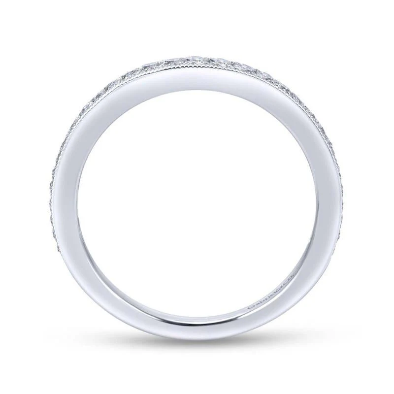 Gabriel & Co. 14k White Gold Victorian Curved Wedding Band - Image 2