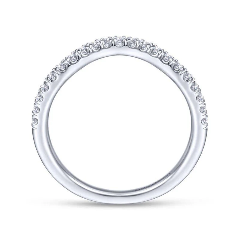 Gabriel & Co. 14k White Gold Victorian Curved Wedding Band - Image 2