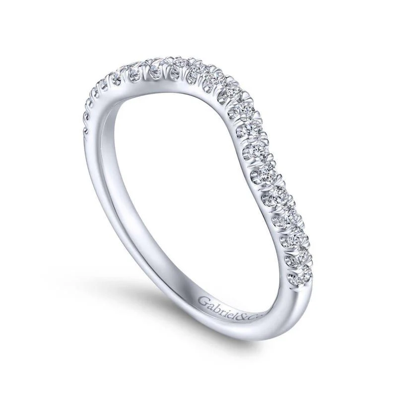 Gabriel & Co. 14k White Gold Victorian Curved Wedding Band - Image 3