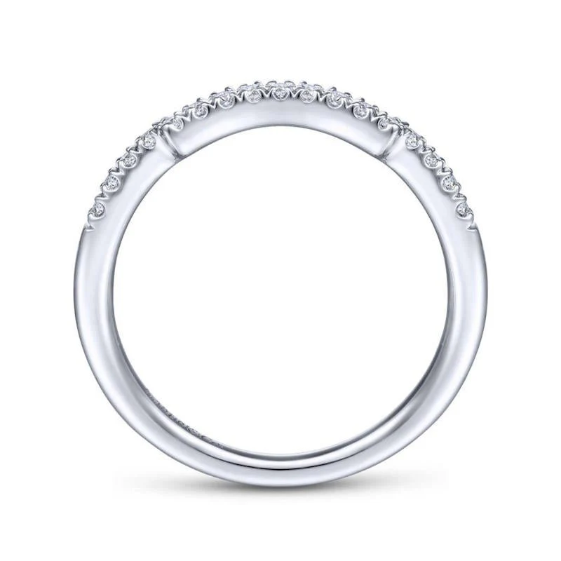 Gabriel & Co. 14k White Gold Victorian Curved Wedding Band - Image 2
