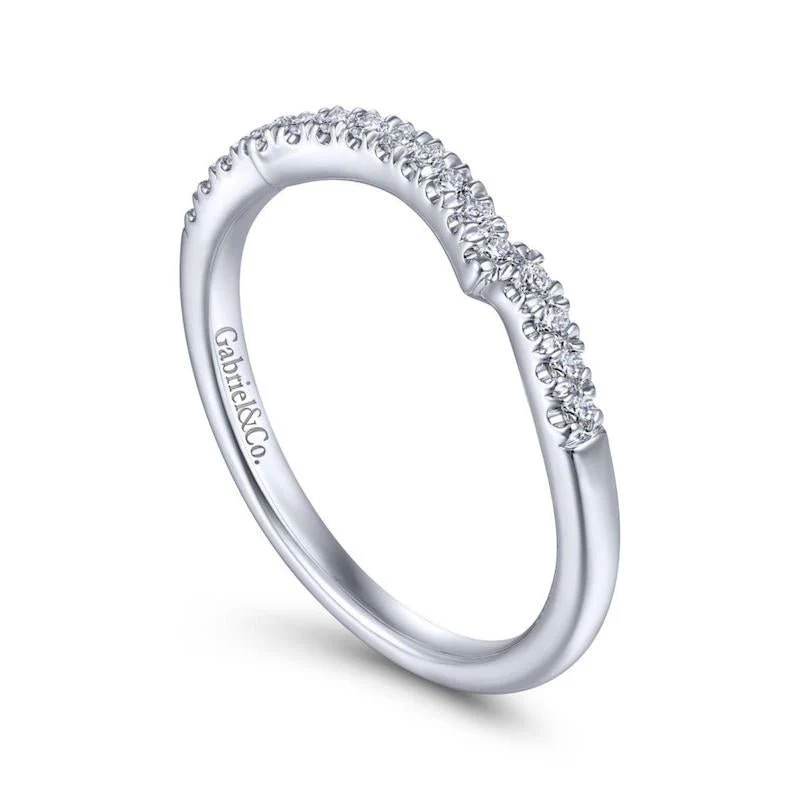 Gabriel & Co. 14k White Gold Victorian Curved Wedding Band - Image 3