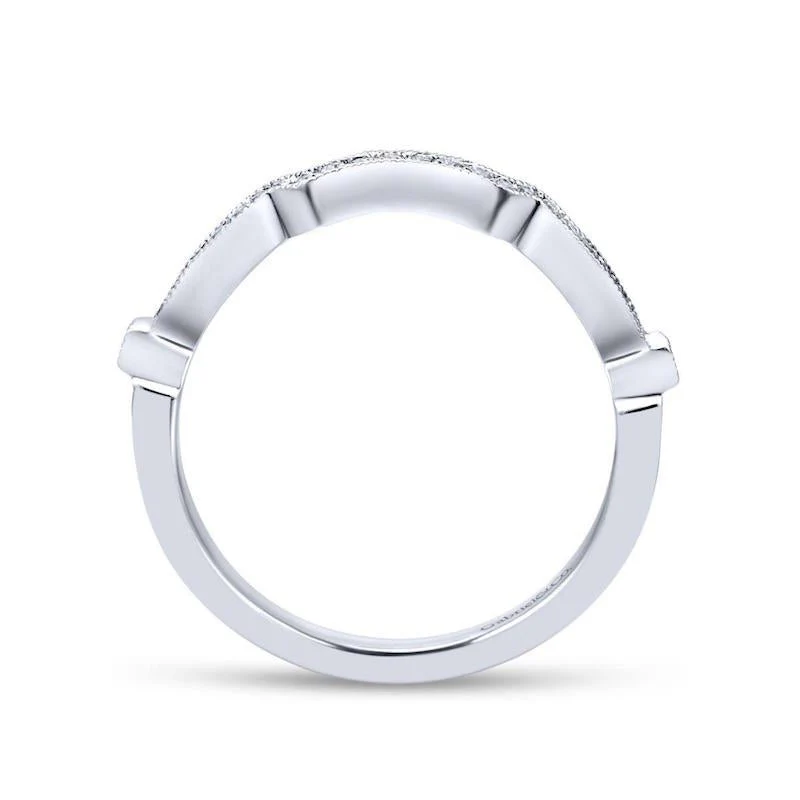 Gabriel & Co. 14k White Gold Victorian Curved Wedding Band - Image 2