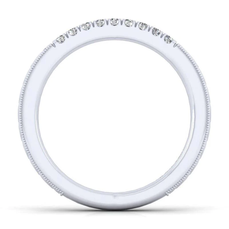 Gabriel & Co. 14k White Gold Victorian Diamond Wedding Band - Image 2