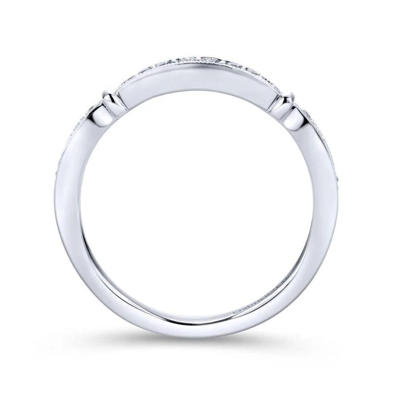 Gabriel & Co. 14k White Gold Victorian Diamond Wedding Band - Image 2