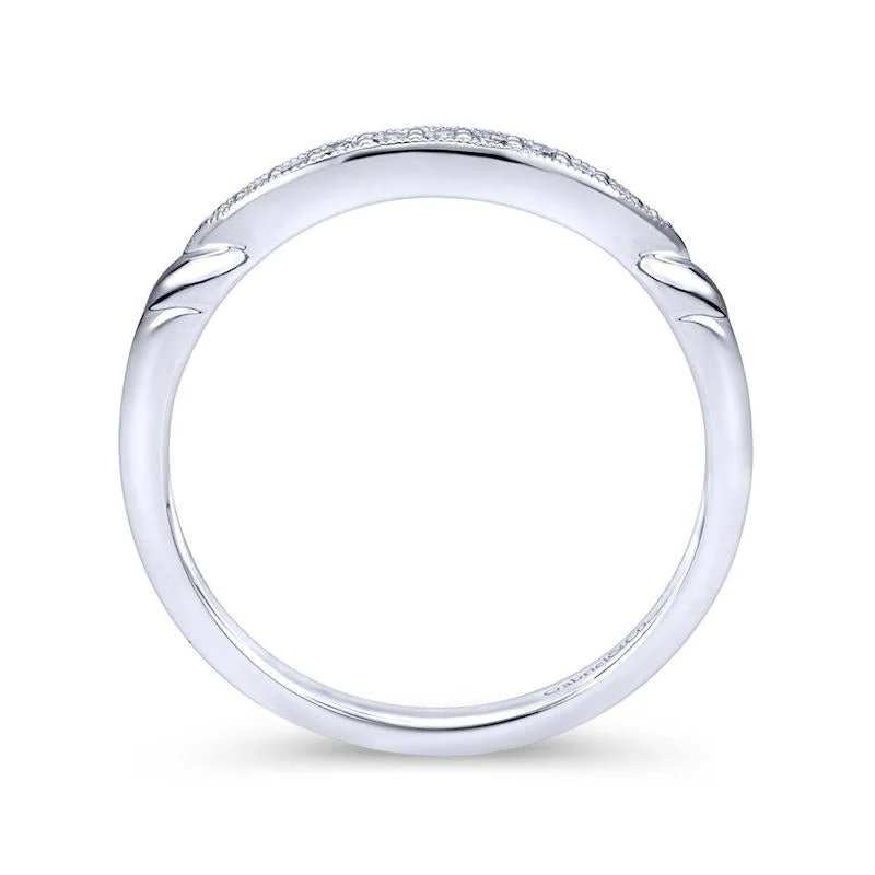 Gabriel & Co. 14k White Gold Victorian Diamond Wedding Band - Image 2