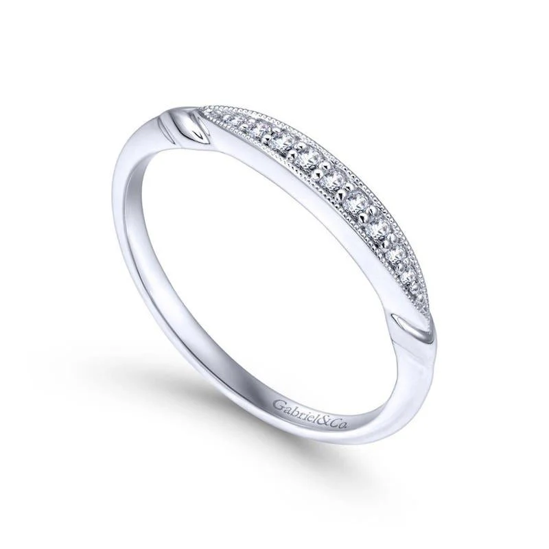 Gabriel & Co. 14k White Gold Victorian Diamond Wedding Band - Image 3