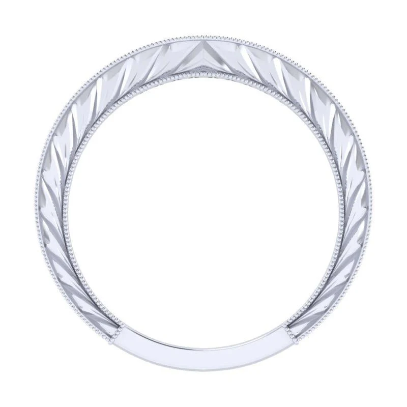 Gabriel & Co. 14k White Gold Victorian Diamond Wedding Band - Image 2