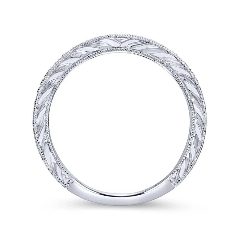 Gabriel & Co. 14k White Gold Victorian Diamond Wedding Band - Image 2