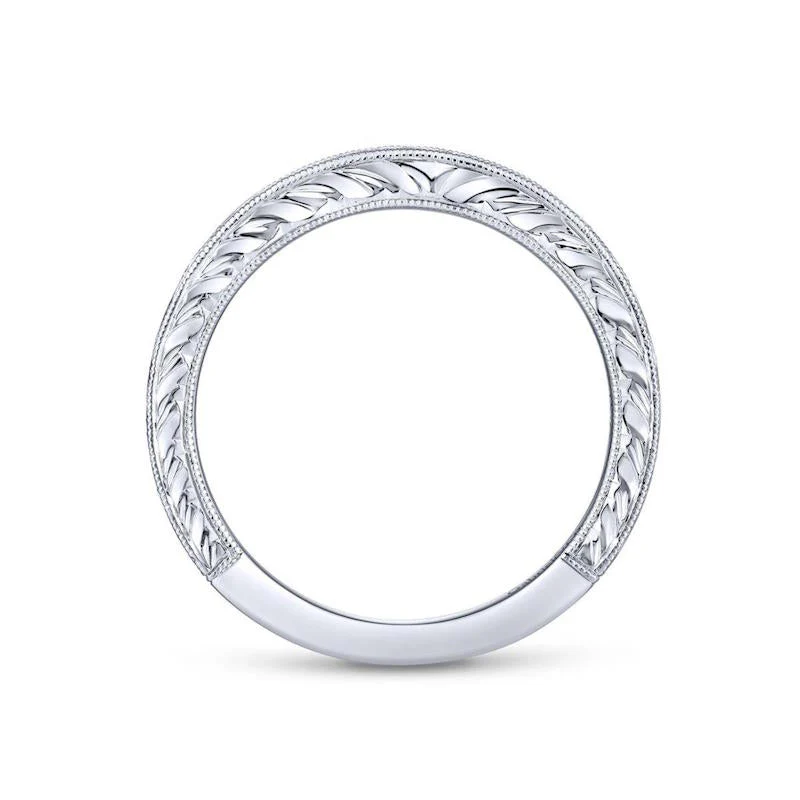 Gabriel & Co. 14k White Gold Victorian Diamond Wedding Band - Image 2