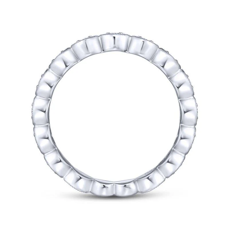 Gabriel & Co. 14k White Gold Victorian Diamond Wedding Band - Image 2