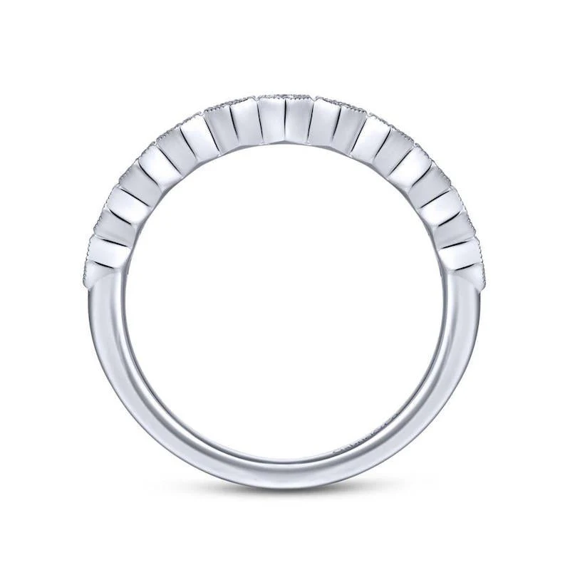 Gabriel & Co. 14k White Gold Victorian Diamond Wedding Band - Image 2