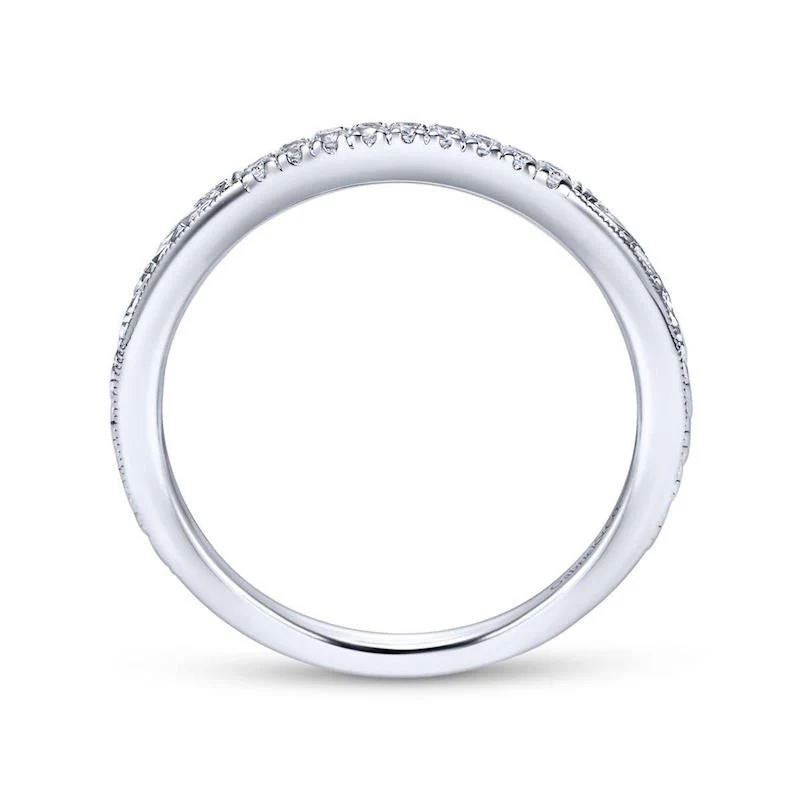 Gabriel & Co. 14k White Gold Victorian Diamond Wedding Band - Image 2