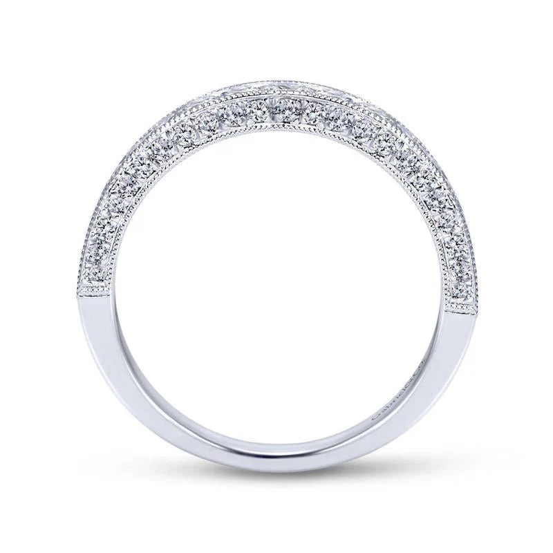 Gabriel & Co. 14k White Gold Victorian Diamond Wedding Band - Image 2