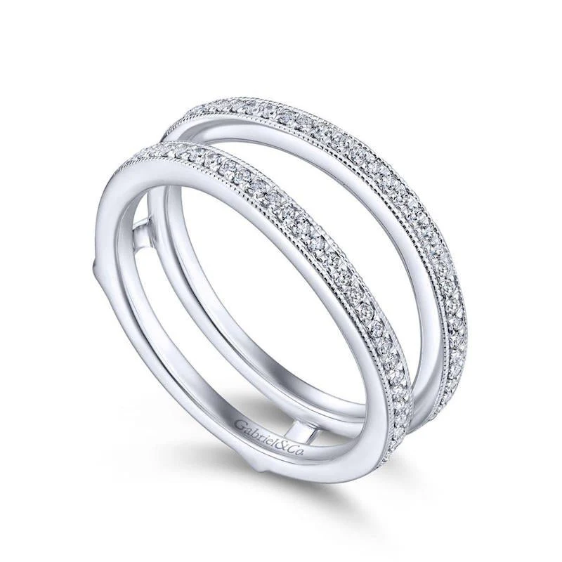 Gabriel & Co. 14k White Gold Victorian Enhancer Wedding Band - Image 3