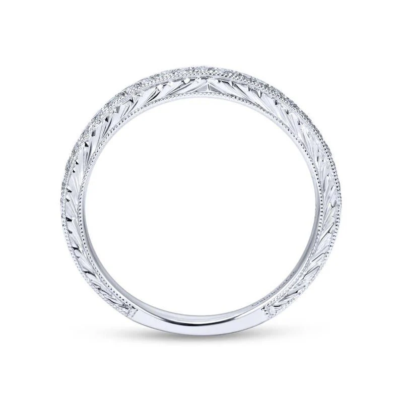 Gabriel & Co. 14k White Gold Victorian Eternity Wedding Band - Image 2