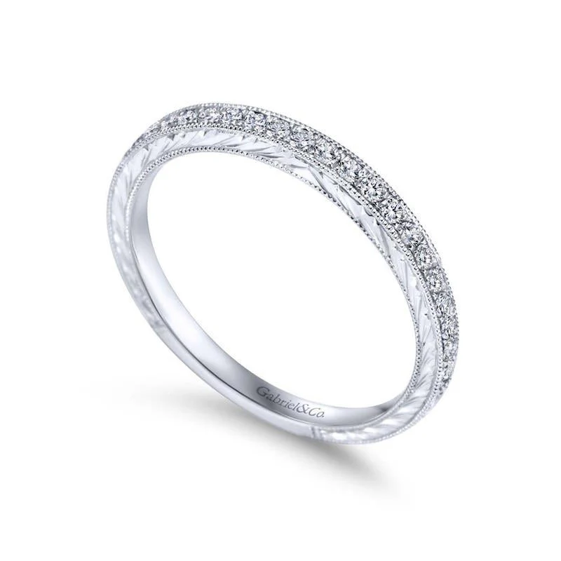 Gabriel & Co. 14k White Gold Victorian Eternity Wedding Band - Image 3