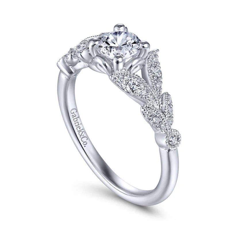 Gabriel & Co. 14k White Gold Victorian Split Shank Engagement Ring - Image 3
