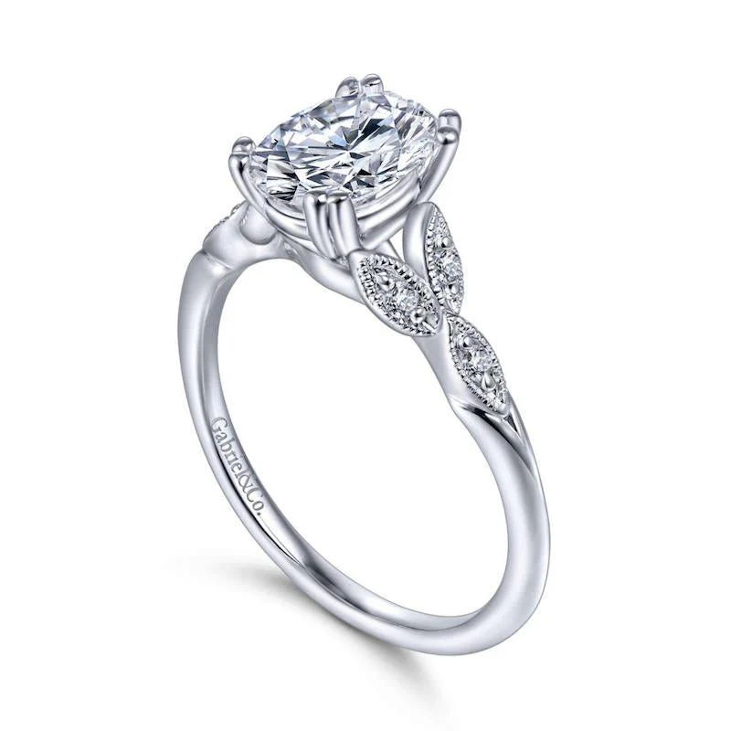 Gabriel & Co. 14k White Gold Victorian Straight Engagement Ring - Image 3