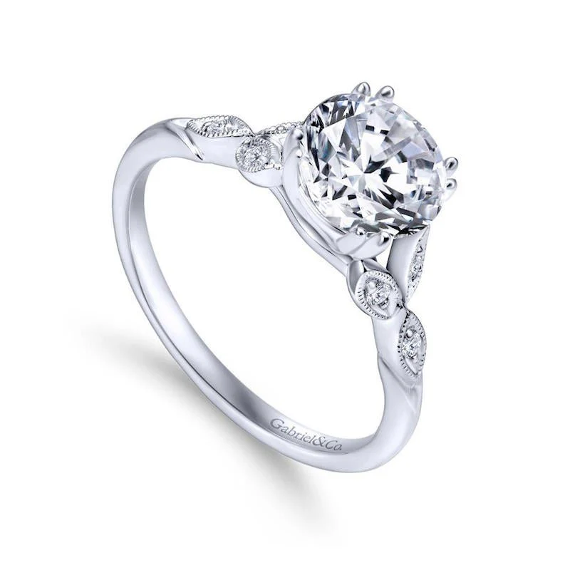 Gabriel & Co. 14k White Gold Victorian Straight Engagement Ring - Image 3