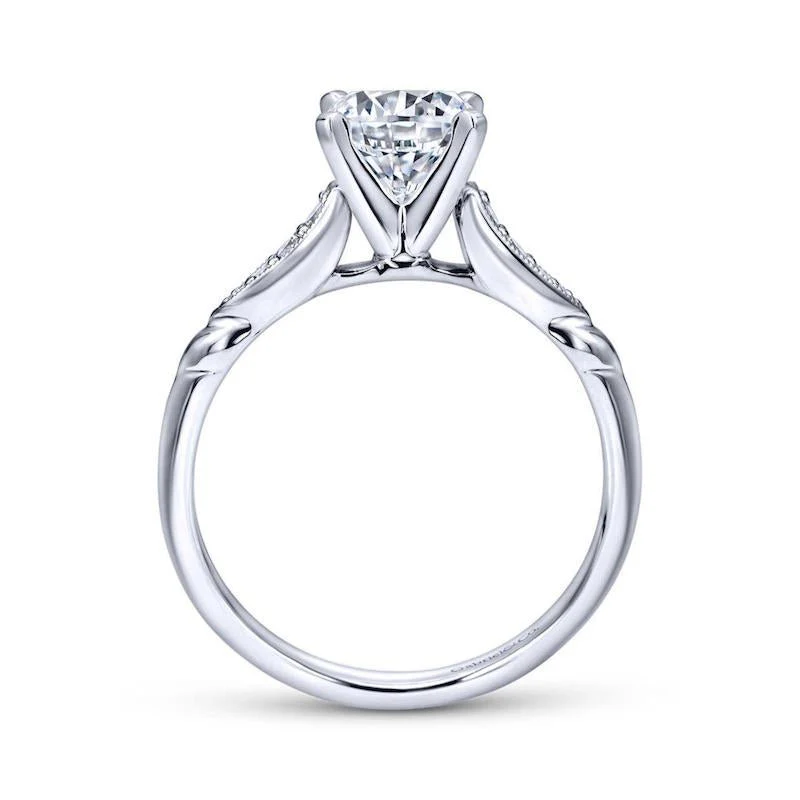 Gabriel & Co. 14k White Gold Victorian Straight Engagement Ring - Image 2