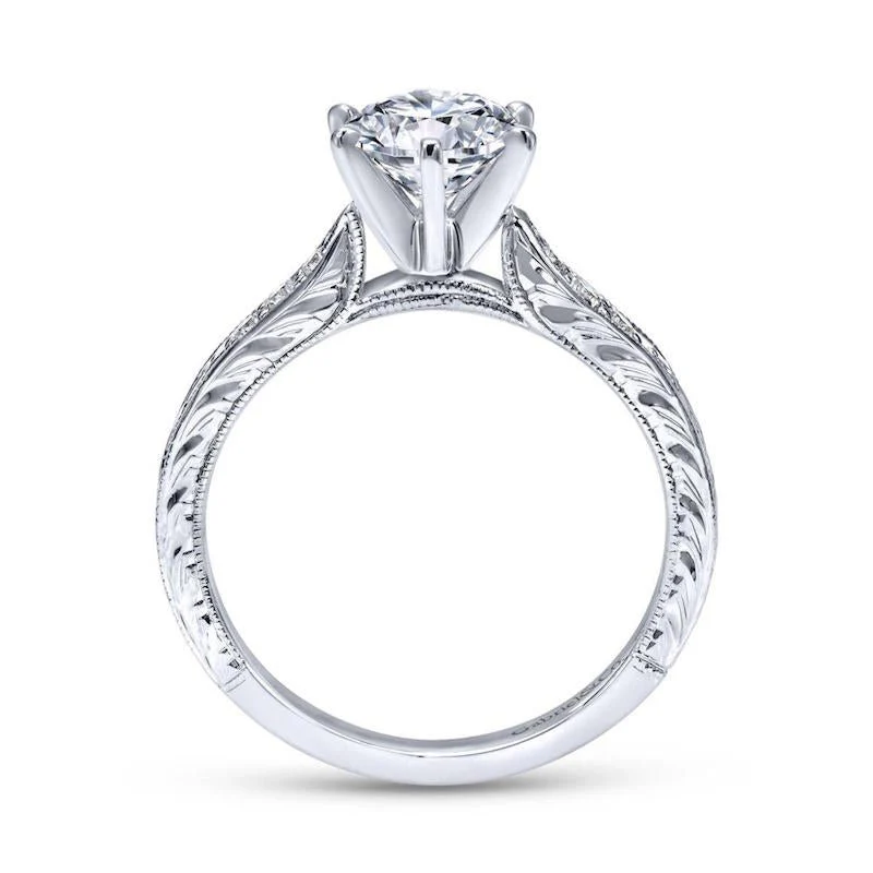 Gabriel & Co. 14k White Gold Victorian Straight Engagement Ring - Image 2