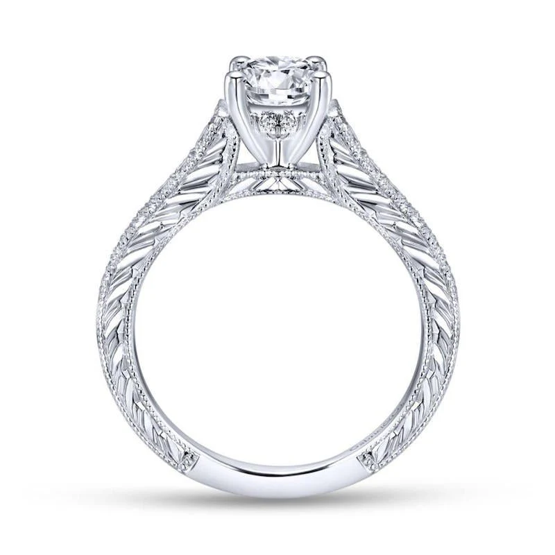 Gabriel & Co. 14k White Gold Victorian Straight Engagement Ring - Image 2