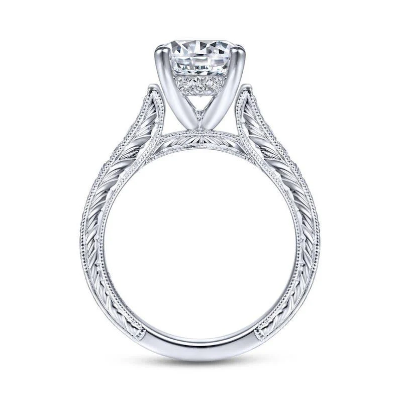 Gabriel & Co. 14k White Gold Victorian Straight Engagement Ring - Image 2