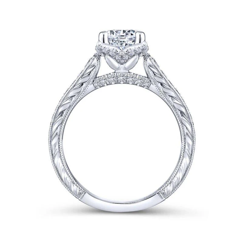 Gabriel & Co. 14k White Gold Victorian Straight Engagement Ring - Image 2