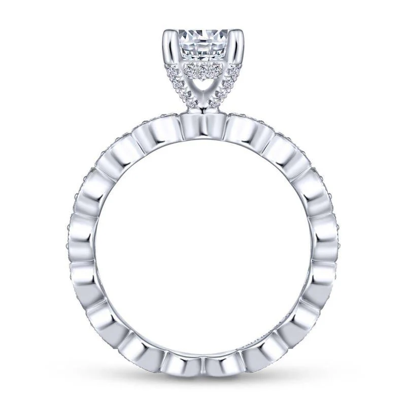 Gabriel & Co. 14k White Gold Victorian Straight Engagement Ring - Image 2