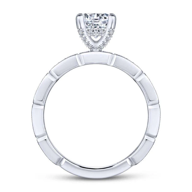 Gabriel & Co. 14k White Gold Victorian Straight Engagement Ring - Image 2