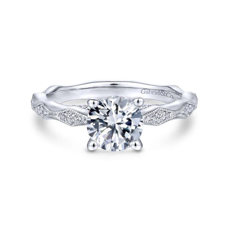 Gabriel & Co. 14k White Gold Victorian Straight Engagement Ring
