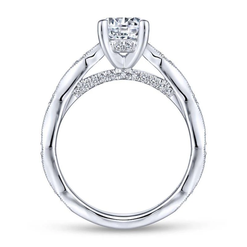 Gabriel & Co. 14k White Gold Victorian Straight Engagement Ring - Image 2
