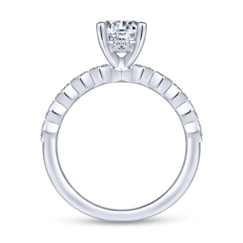 Gabriel & Co. 14k White Gold Victorian Straight Engagement Ring - Image 2