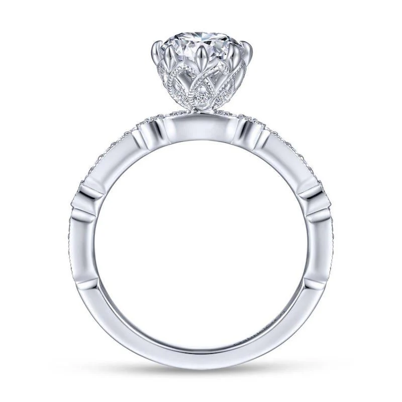 Gabriel & Co. 14k White Gold Victorian Straight Engagement Ring - Image 2