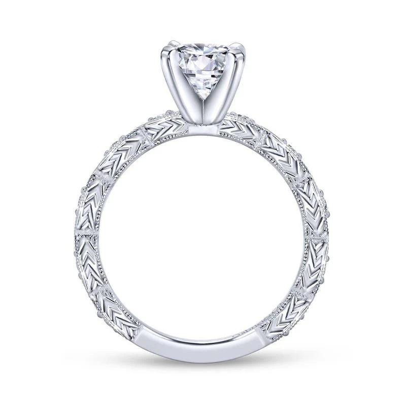 Gabriel & Co. 14k White Gold Victorian Straight Engagement Ring - Image 2