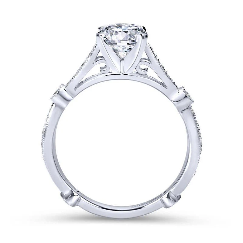 Gabriel & Co. 14k White Gold Victorian Straight Engagement Ring - Image 2