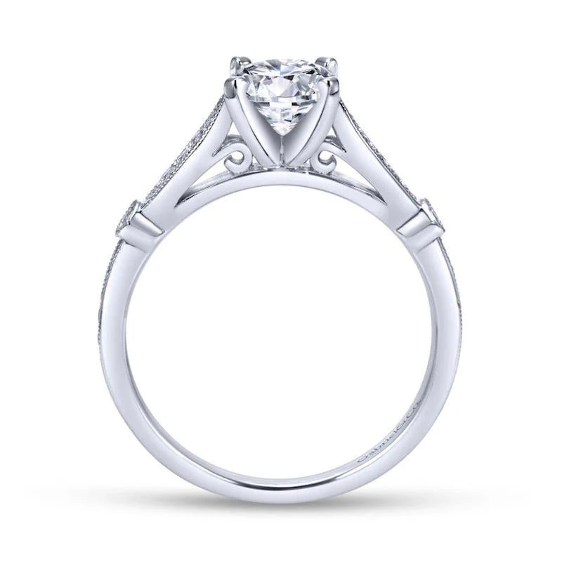 Gabriel & Co. 14k White Gold Victorian Straight Engagement Ring - Image 2