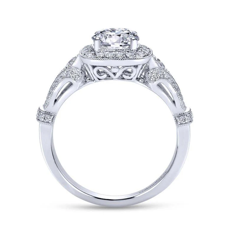 Gabriel & Co. 14k White Gold Victorian Vintage Engagement Ring - Image 2