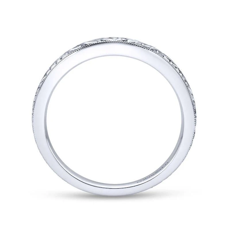 Gabriel & Co. 14k White Gold Victorian Wedding Band - Image 2