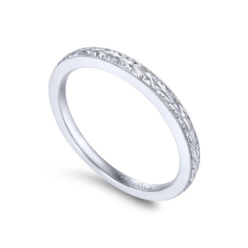 Gabriel & Co. 14k White Gold Victorian Wedding Band - Image 3