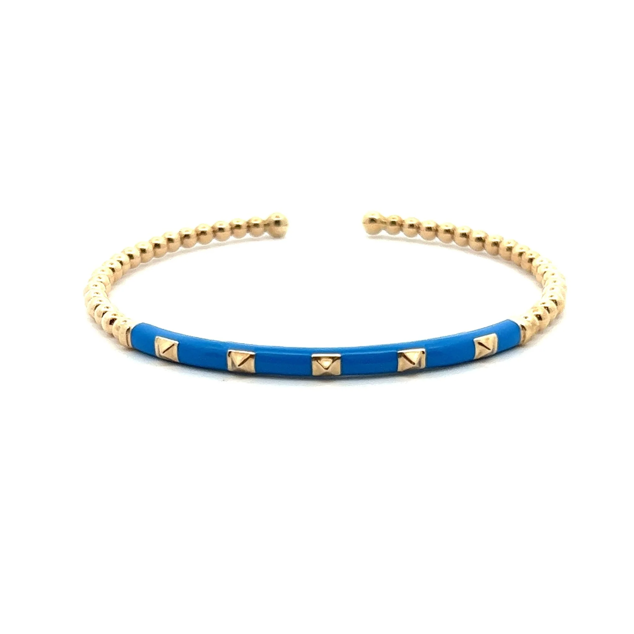 Gabriel & Co. 14k Yellow Gold Bujukan Bangle Bracelet with Blue Enamel