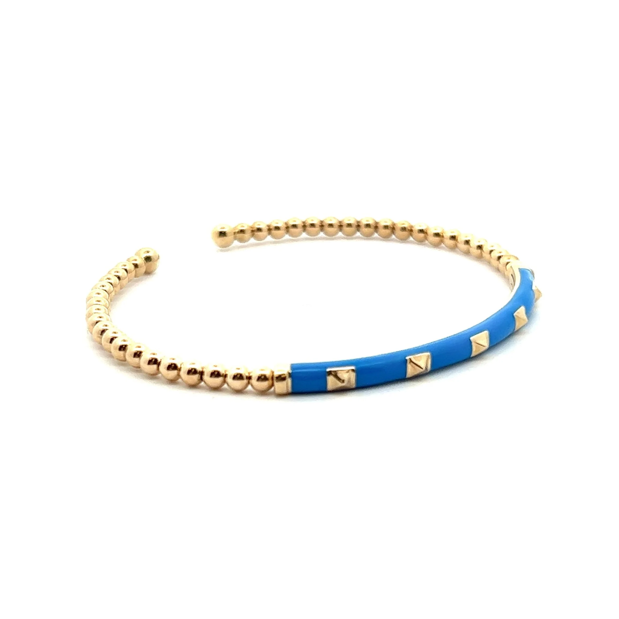 Gabriel & Co. 14k Yellow Gold Bujukan Bangle Bracelet with Blue Enamel - Image 2