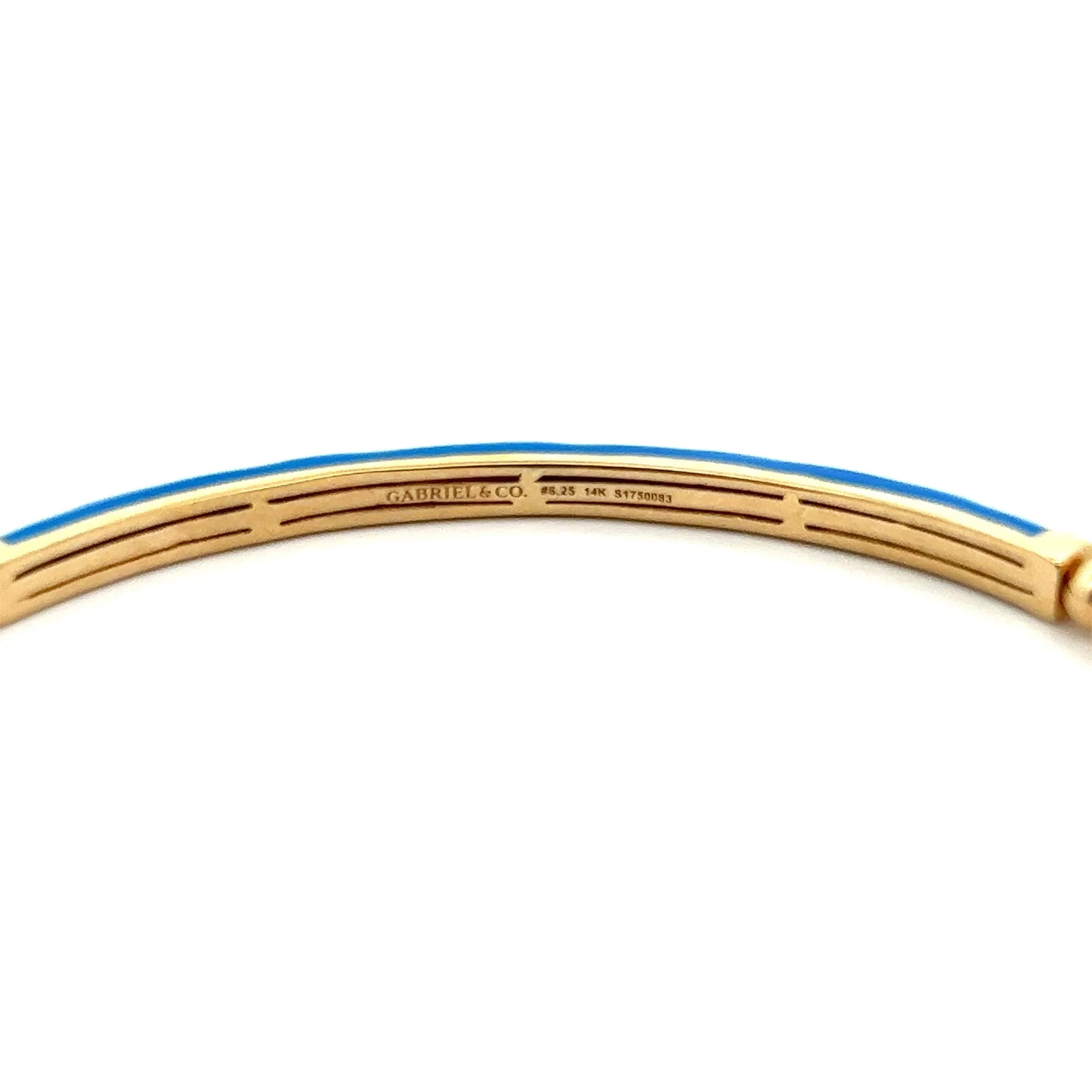 Gabriel & Co. 14k Yellow Gold Bujukan Bangle Bracelet with Blue Enamel - Image 3