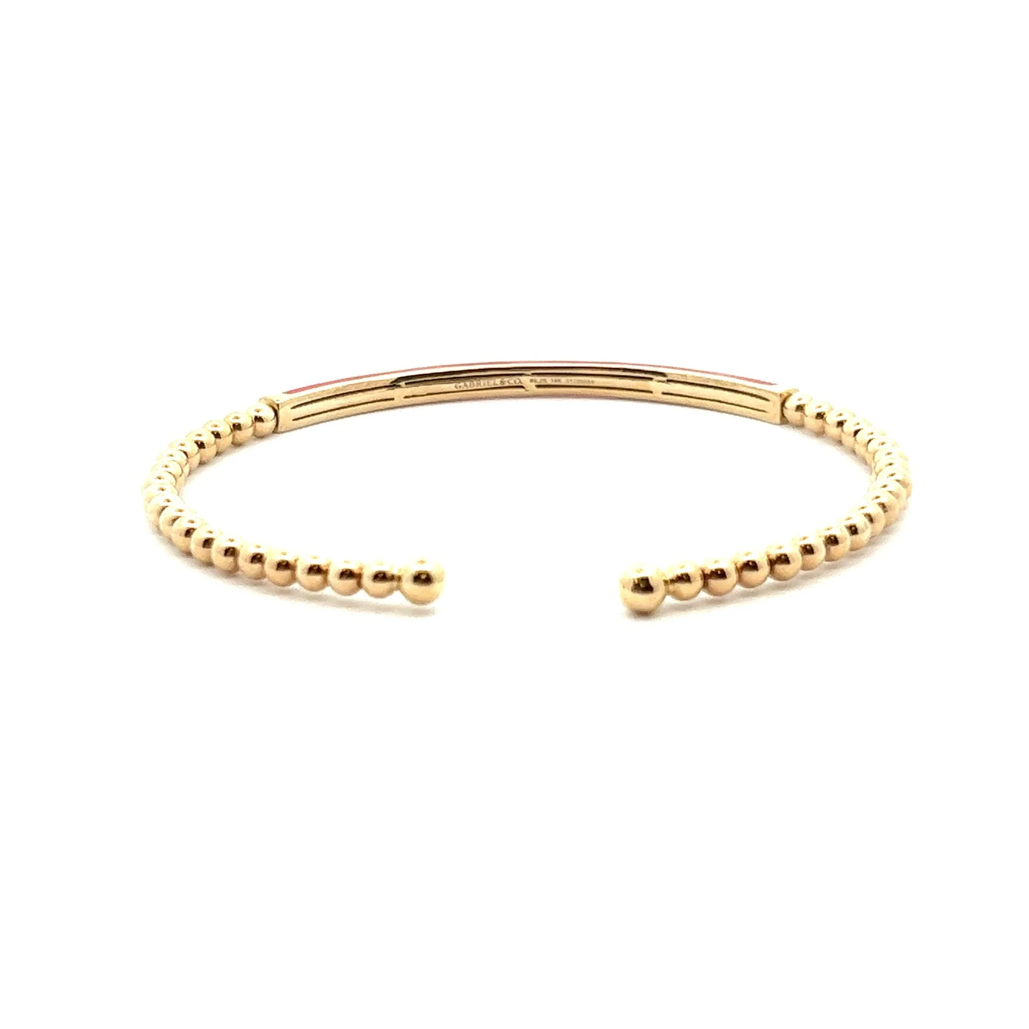 Gabriel & Co. 14k Yellow Gold Bujukan Bangle Bracelet with Pink Enamel - Image 2