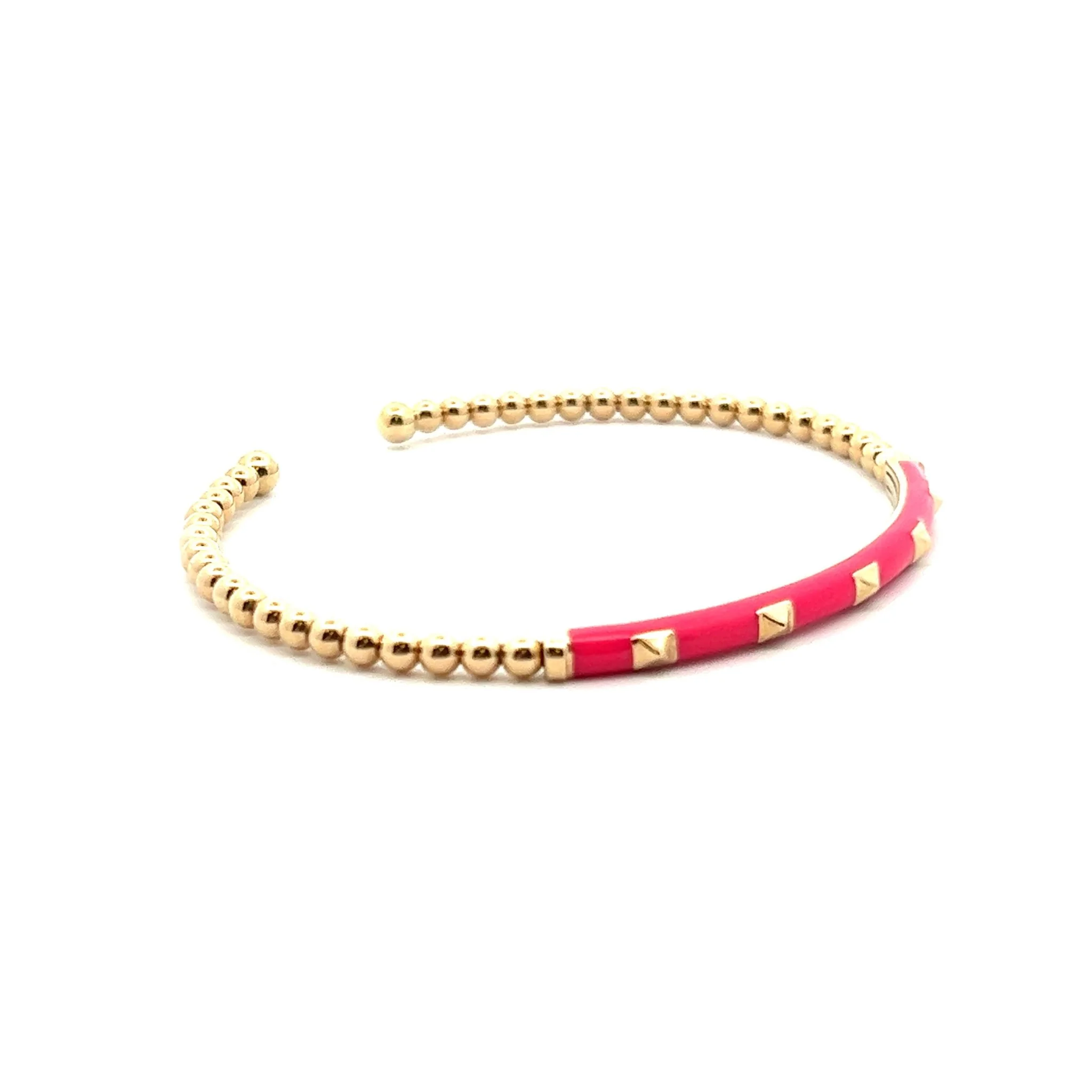 Gabriel & Co. 14k Yellow Gold Bujukan Bangle Bracelet with Pink Enamel - Image 3